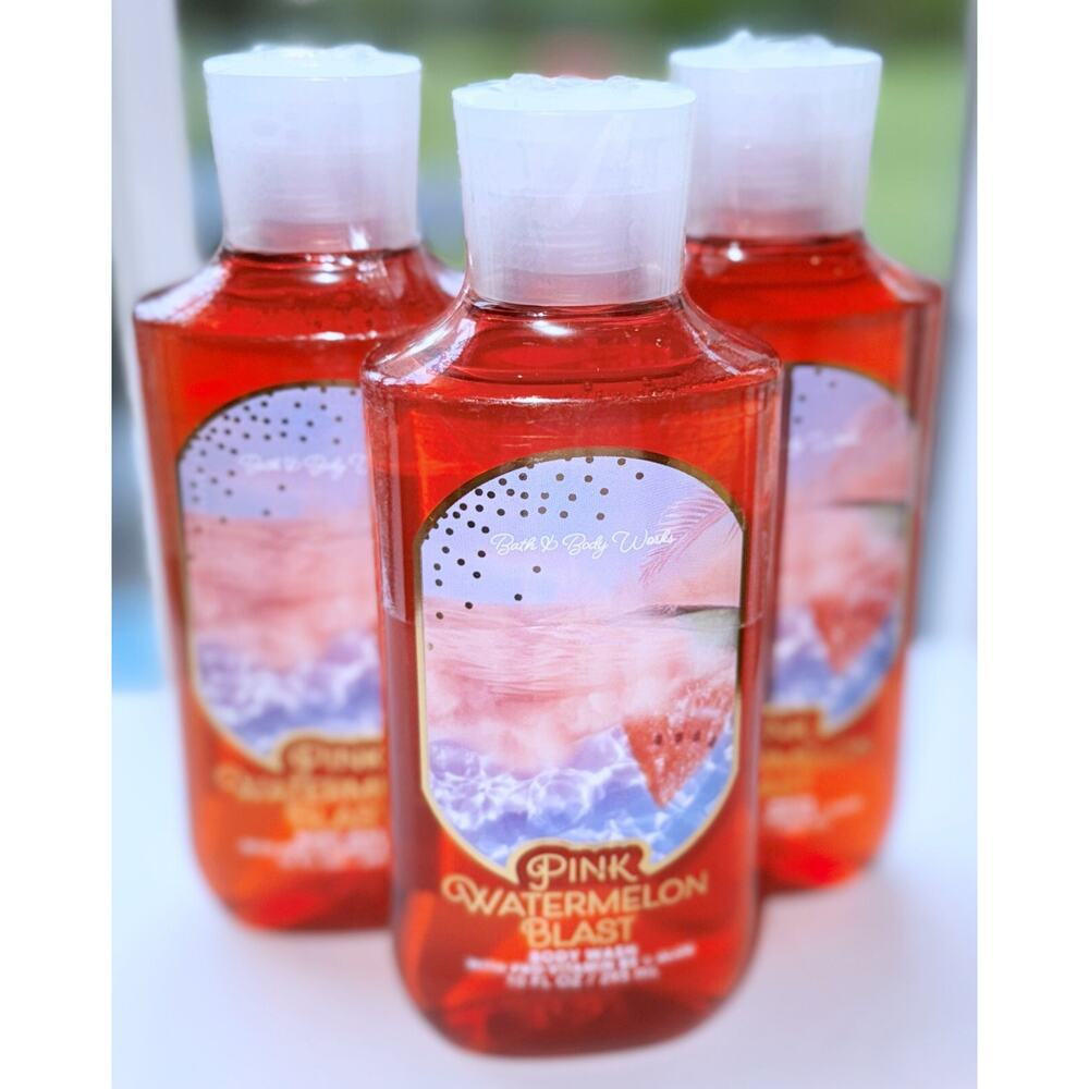Bath & Body Works Pink Watermelon Blast 10 oz Shower Gel Body Wash Aloe B5 x3 - Picture 3 of 4